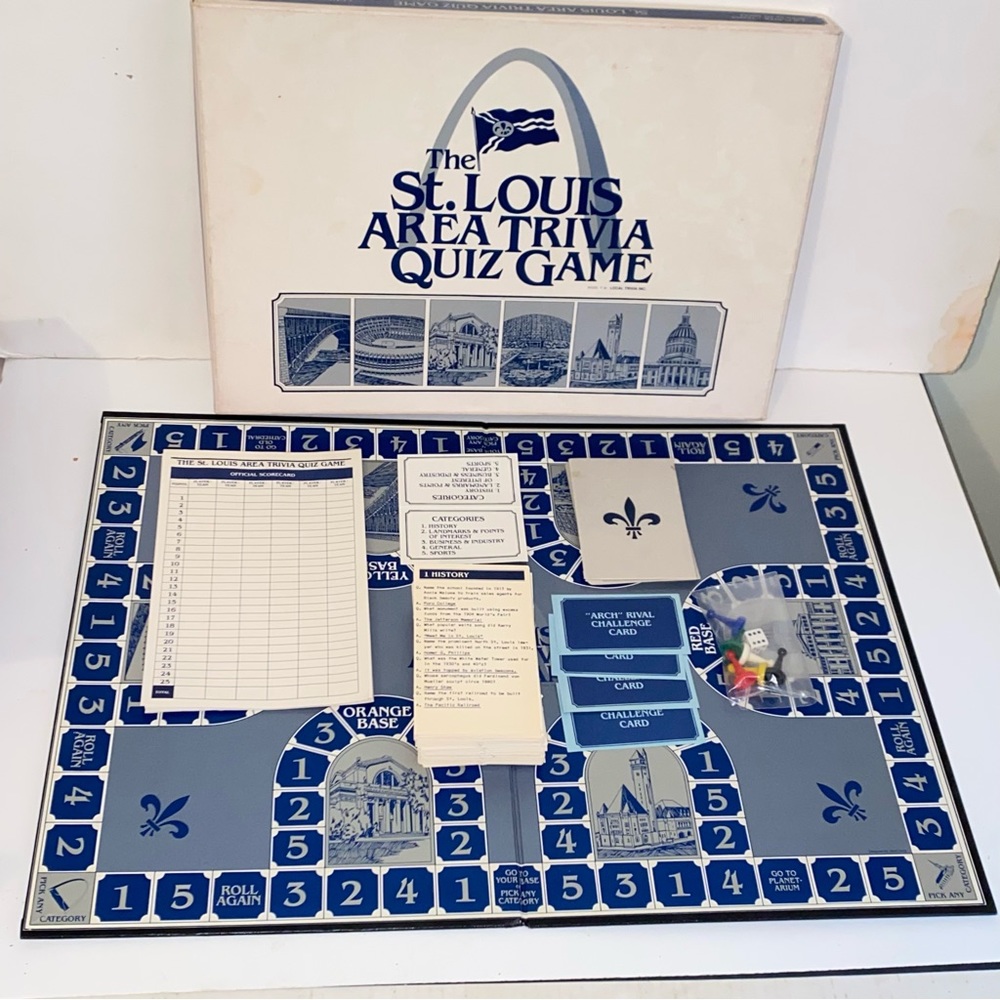 Rare Vintage 1984 The St Louis Area Trivia Quiz Board Game